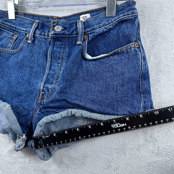 Levis Jean Short White Oak Cone Dark Denim Wash Cutoffs Cheeky Women 30 - Picture 4 of 9